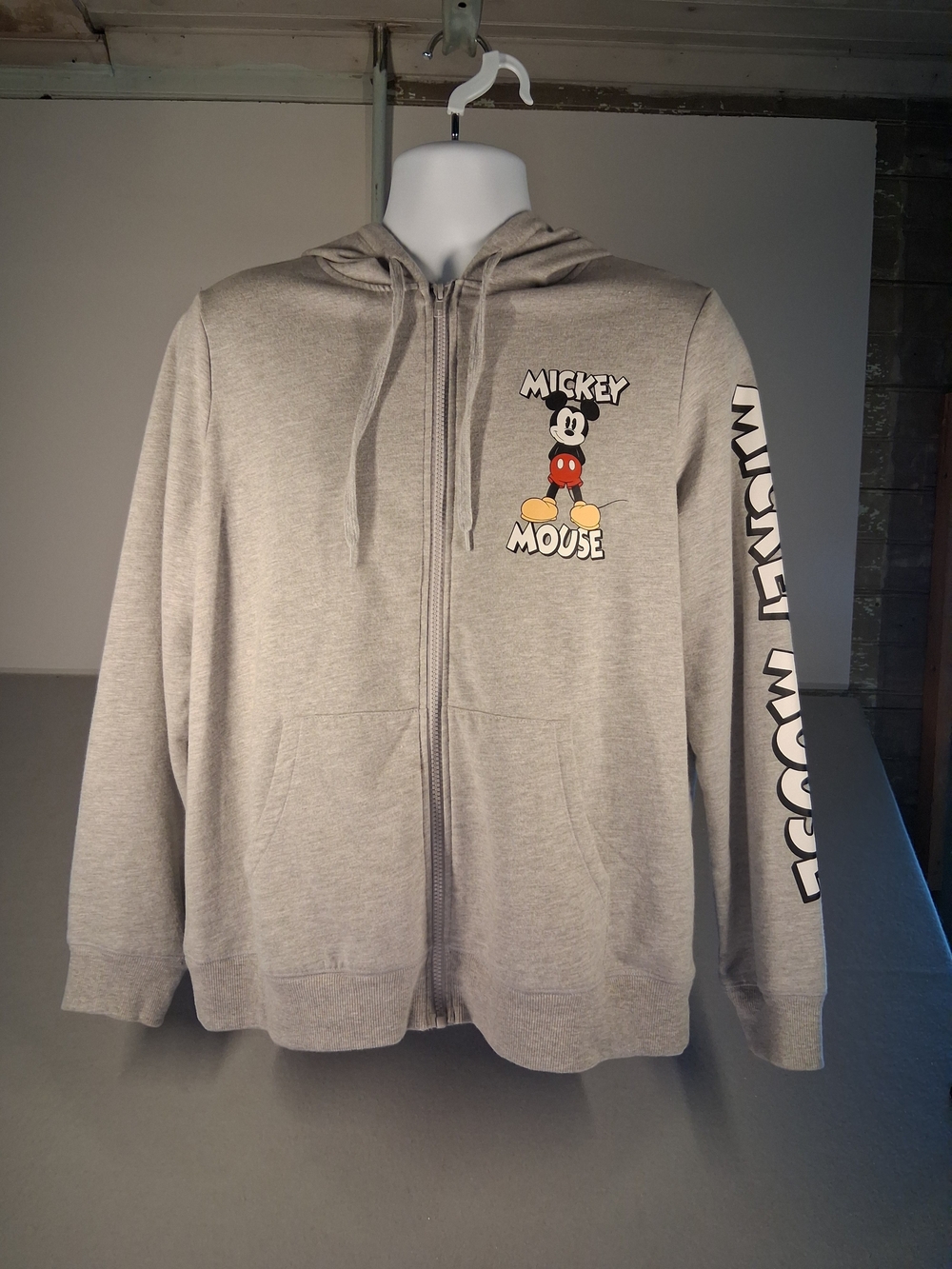Mickey Mouse Grey Zip-Up Hooded Jacket for Men